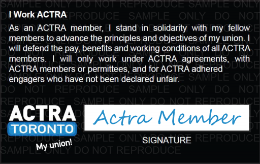 ACTRA Toronto Membership Card Pledge